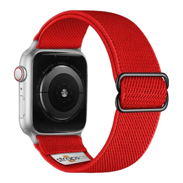 ny100.6.ss Back Red StrapsCo Nylon Stretch Watch Band Strap For Apple Watch 38mm 40mm 41mm 42mm 44mm 45mm 49mm