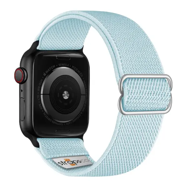 ny100.5b.mb Back Light Blue StrapsCo Nylon Stretch Watch Band Strap For Apple Watch 38mm 40mm 41mm 42mm 44mm 45mm 49mm