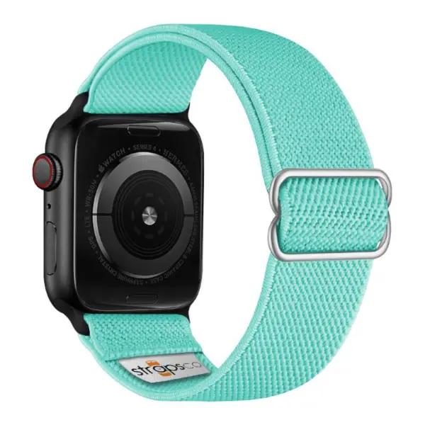 ny100.11b.mb Back Mint Green StrapsCo Nylon Stretch Watch Band Strap For Apple Watch 38mm 40mm 41mm 42mm 44mm 45mm 49mm