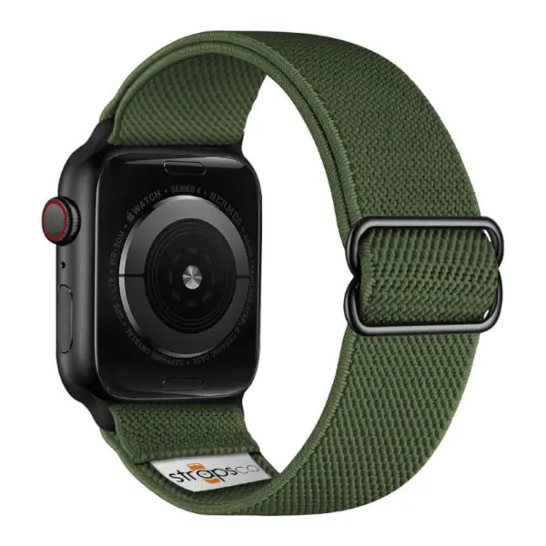 ny100.11.mb Back Army Green StrapsCo Nylon Stretch Watch Band Strap For Apple Watch 38mm 40mm 41mm 42mm 44mm 45mm 49mm