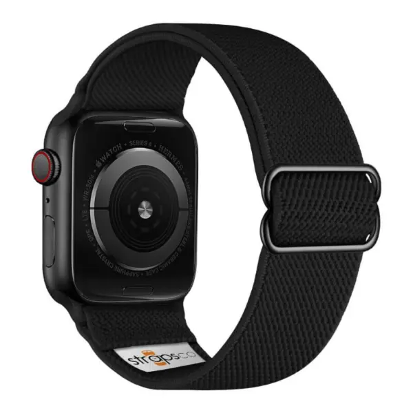 ny100.1.mb Back Black StrapsCo Nylon Stretch Watch Band Strap For Apple Watch 38mm 40mm 41mm 42mm 44mm 45mm 49mm