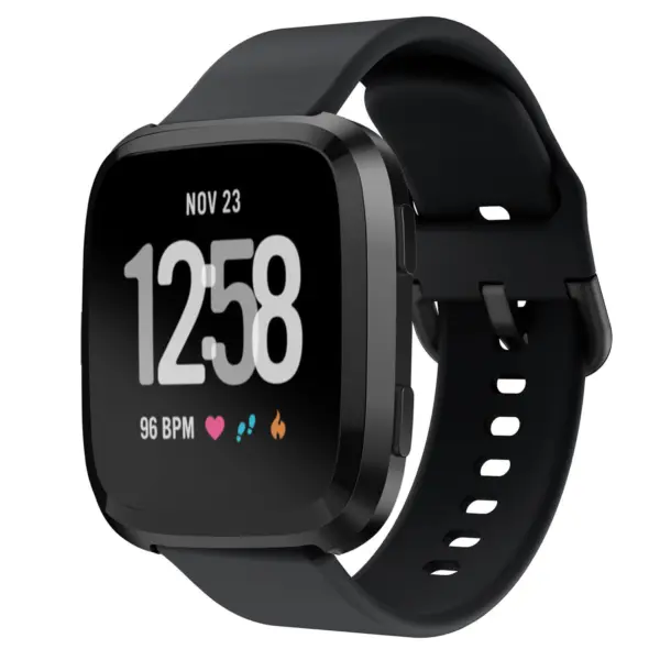 fb.r43.1 Main Black StrapsCo Silicone Rubber Watch Band Strap for Fitbit Versa