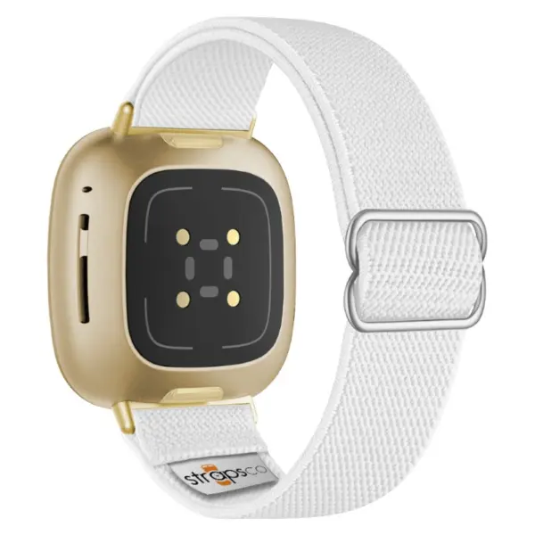 ny100.22.yg Back White StrapsCo Nylon Stretch Watch Band Strap For Fitbit Versa 3 Versa 4 Sense 2