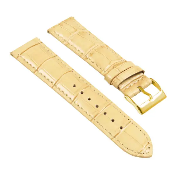 st21.17.17.yg Angle Beige Crocodile Embossed Leather Watch Band