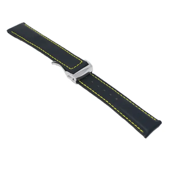 kd5.1.10.bs Angle Black & Yellow Dassari Sailcloth Watch Band Strap with Deployant Clasp 19mm 20mm 21mm 22mm