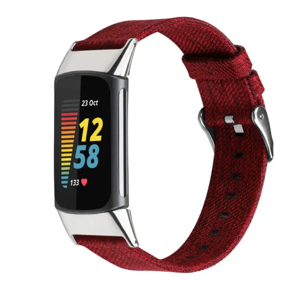 fb.ny48.6 Main Red strapsco Canvas Band for Fitbit Charge 5