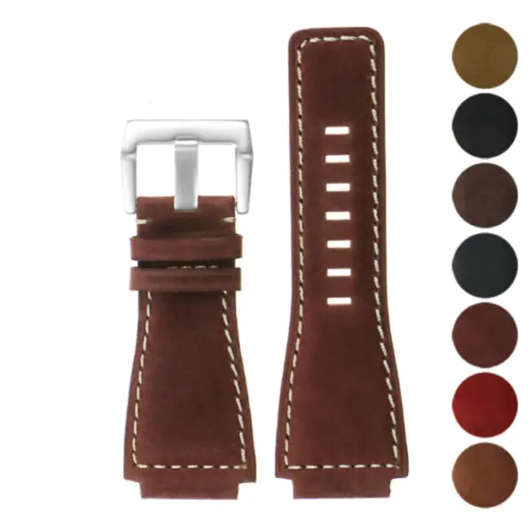br6 Gallery Rust DASSARI Distressed Leather Watch Strap for Bell & Ross