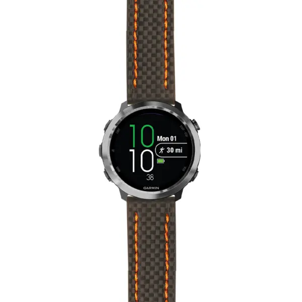 g.f645.st25 Main Black & Orange StrapsCo Heavy Duty Carbon Fiber Watch Strap 20mm