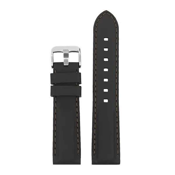 Pu1.1.2 Rubber Strap With Contrast Stitching In Black With Brown S