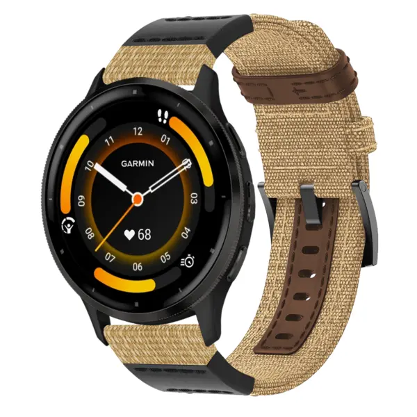 g.ny2.3.2 Tan and Brown StrapsCo Canvas Watch Band Strap for Garmin