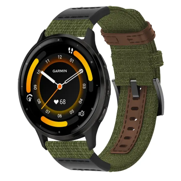 g.ny2.11.2 Green and Brown StrapsCo Canvas Watch Band Strap for Garmin