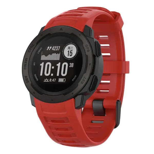 G.r48.6 Main Red StrapsCo Silicone Rubber Watch Band Strap For Garmin Instinct