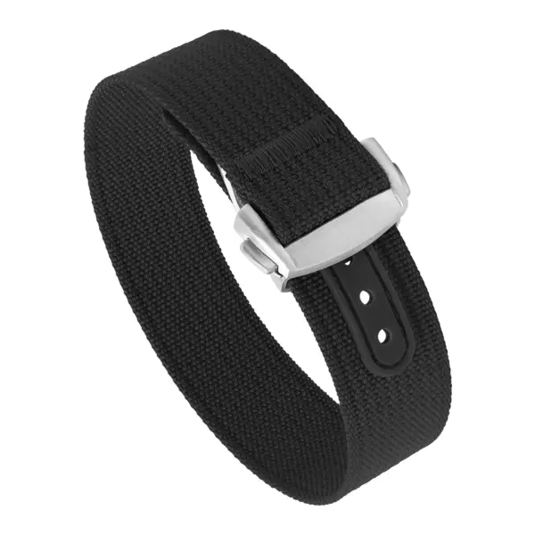 nt16.1.bs Round Black StrapsCo One Piece Explorer Watch Band Strap with Deployant Clasp 18mm 20mm 22mm