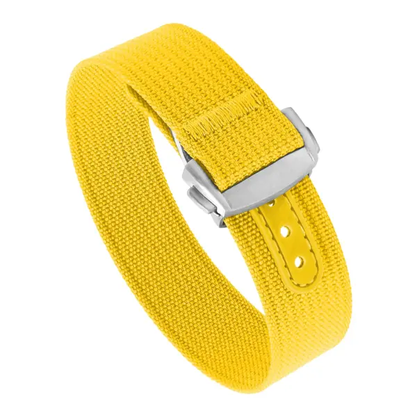 nt16.10.bs Round Mustard StrapsCo One Piece Explorer Watch Band Strap with Deployant Clasp 18mm 20mm 22mm