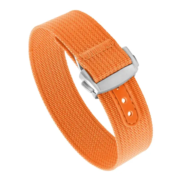 nt16.12.bs Round Orange StrapsCo One Piece Explorer Watch Band Strap with Deployant Clasp 18mm 20mm 22mm