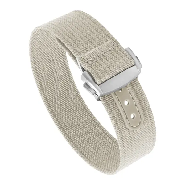 nt16.22.bs Round White StrapsCo One Piece Explorer Watch Band Strap with Deployant Clasp 18mm 20mm 22mm