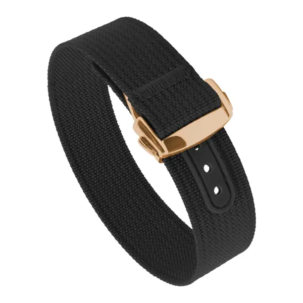 nt16.1.rg Round Black StrapsCo One Piece Explorer Watch Band Strap with Deployant Clasp 18mm 20mm 22mm