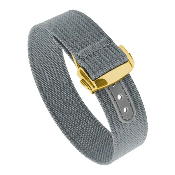 nt16.7.yg Round Grey StrapsCo One Piece Explorer Watch Band Strap with Deployant Clasp 18mm 20mm 22mm