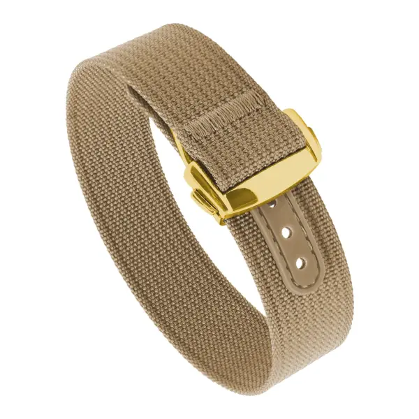 nt16.3.yg Round Khaki StrapsCo One Piece Explorer Watch Band Strap with Deployant Clasp 18mm 20mm 22mm