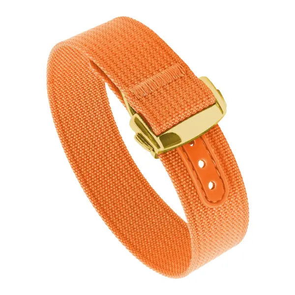 nt16.12.yg Round Orange StrapsCo One Piece Explorer Watch Band Strap with Deployant Clasp 18mm 20mm 22mm