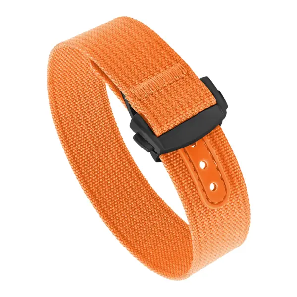 nt16.12.mb Round Orange StrapsCo One Piece Explorer Watch Band Strap with Deployant Clasp 18mm 20mm 22mm