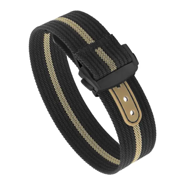 nt16.1.17.mb Round Black & Beige StrapsCo One Piece Explorer Watch Band Strap with Deployant Clasp 18mm 20mm 22mm