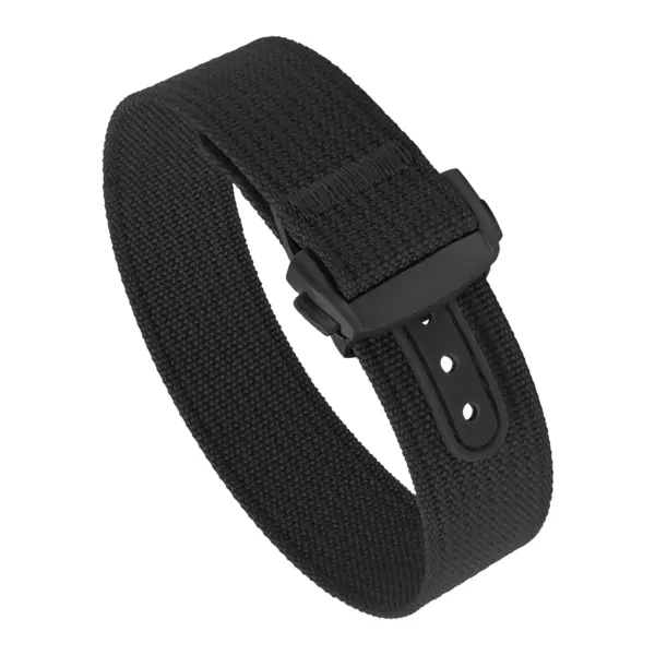 nt16.1.mb Round Black StrapsCo One Piece Explorer Watch Band Strap with Deployant Clasp 18mm 20mm 22mm