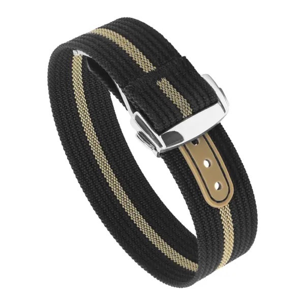 nt16.1.17.ps Round Black & Beige StrapsCo One Piece Explorer Watch Band Strap with Deployant Clasp 18mm 20mm 22mm