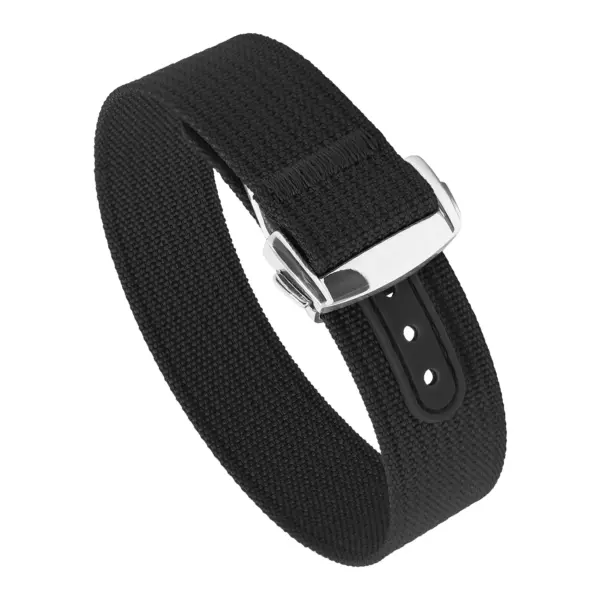 nt16.1.ps Round Black StrapsCo One Piece Explorer Watch Band Strap with Deployant Clasp 18mm 20mm 22mm