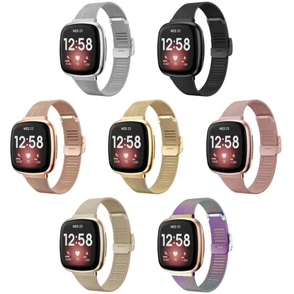 fb.m132 All Color StrapsCo Slim Stainless Steel Mesh Watch Band Strap for Fitbit Versa 3 Fitbit Sense
