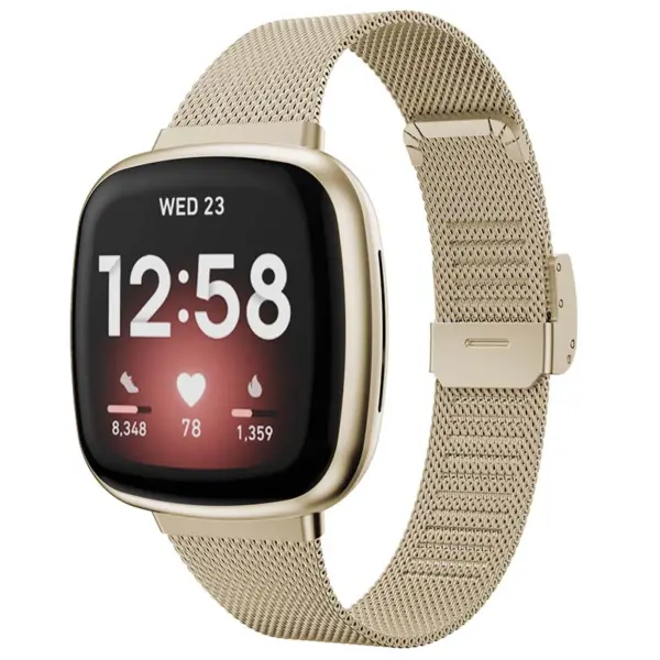 fb.m132.tg Main Retro Gold StrapsCo Slim Stainless Steel Mesh Watch Band Strap for Fitbit Versa 3 Fitbit Sense