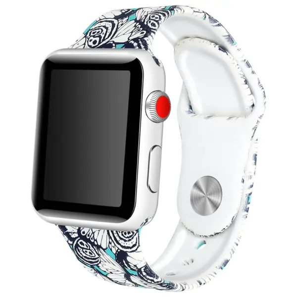 A.r4.b Main Blue Butterflies StrapsCo Silicone Rubber Colorful Pattern Watch Band Strap For Apple Watch Series 123 38mm 42mm