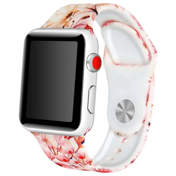 A.r4.d Main Spring Flowers StrapsCo Silicone Rubber Colorful Pattern Watch Band Strap For Apple Watch Series 123 38mm 42mm