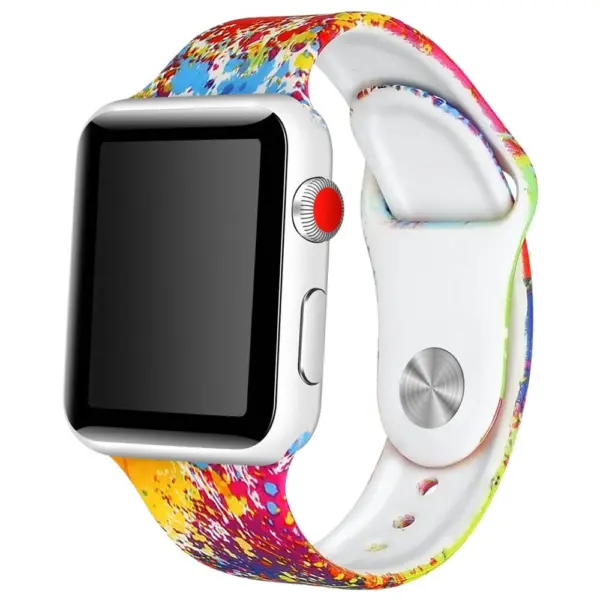A.r4.h Main Paint Splatter StrapsCo Silicone Rubber Colorful Pattern Watch Band Strap For Apple Watch Series 123 38mm 42mm