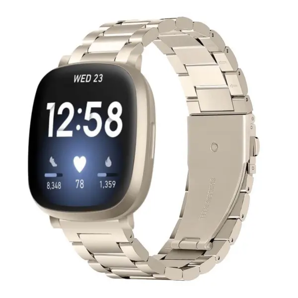 fb.m162.cg Campagne Gold StrapsCo Oyster Bracelet Watch Band Strap for Fitbit Versa 3 Fitbit Sense 2