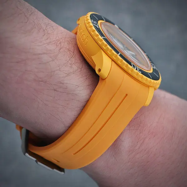 bs1 Lifestyle StrapsCo Fitted Smooth Rubber Watch Band Strap For Blancpain x Swatch Fifty Fathoms