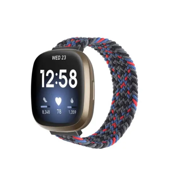 fb.ny29.a Main Pink Flecks StrapsCo Patterned Elastic Nylon Watch Strap Fitbit Sense Versa 3