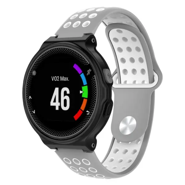 G.r33.7.22 Main Grey & White StrapsCo Perforated Silicone Rubber Watch Band Strap For Garmin Forerunner & Approach