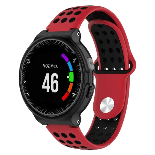 G.r33.6.1 Main Red & Black StrapsCo Perforated Silicone Rubber Watch Band Strap For Garmin Forerunner & Approach