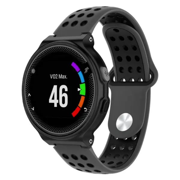 G.r33.7a.1 Main Dark Grey & Black StrapsCo Perforated Silicone Rubber Watch Band Strap For Garmin Forerunner & Approach