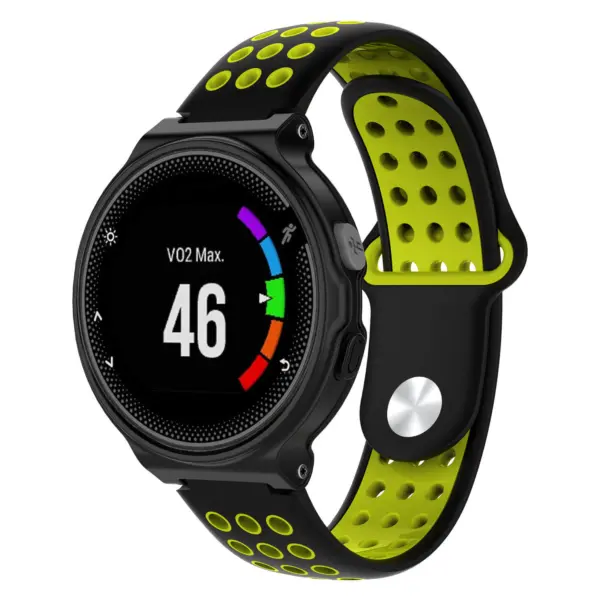 G.r33.1.10 Main Black & Yellow StrapsCo Perforated Silicone Rubber Watch Band Strap For Garmin Forerunner & Approach