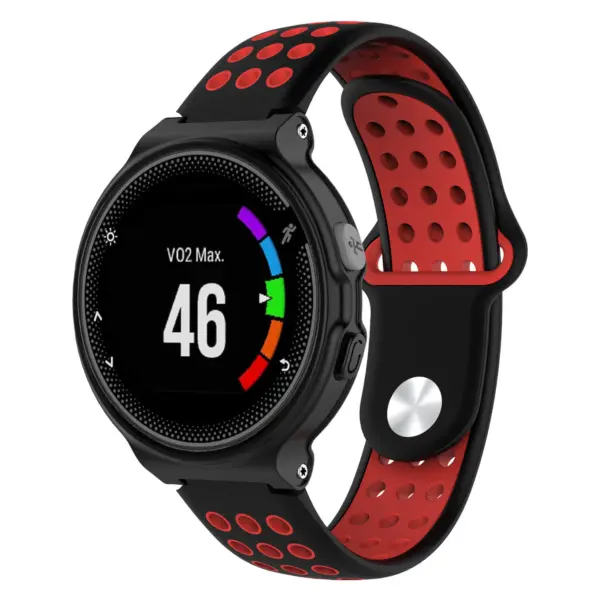 G.r33.1.6 Main Black & Red StrapsCo Perforated Silicone Rubber Watch Band Strap For Garmin Forerunner & Approach
