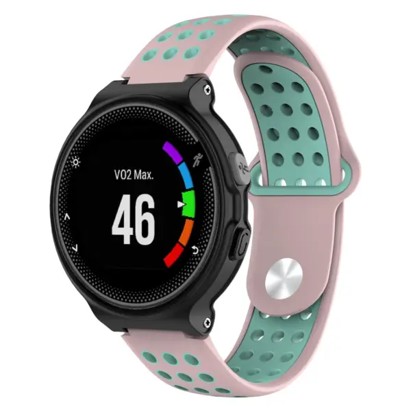 G.r33.13.11 Main Pink & Mint Green StrapsCo Perforated Silicone Rubber Watch Band Strap For Garmin Forerunner & Approach