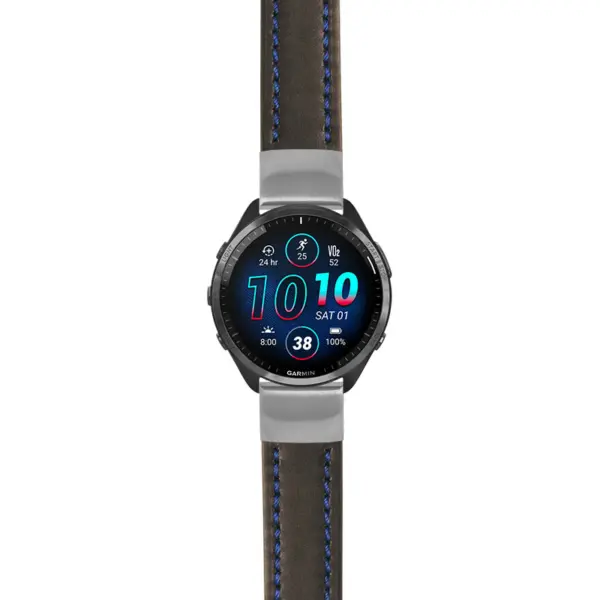 g.f965.st23 Main Black & Blue StrapsCo Heavy Duty Mens Leather Watch Band Strap 20mm