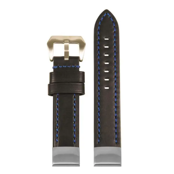 st23 Up Black & Blue StrapsCo Heavy Duty Mens Leather Watch Band Strap