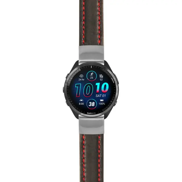 g.f965.st23 Main Black & Red StrapsCo Heavy Duty Mens Leather Watch Band Strap 20mm