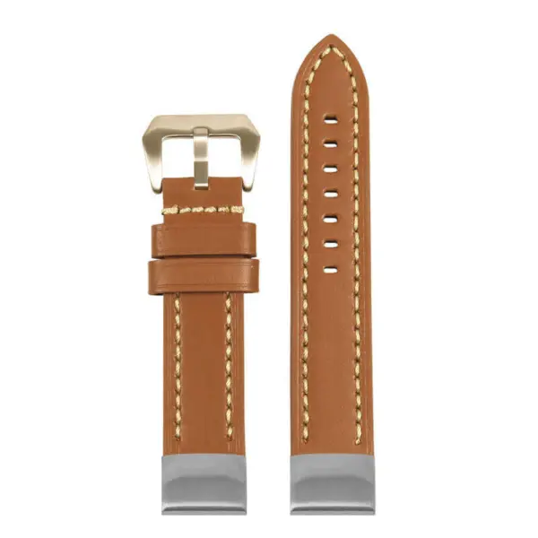 st23 Up Tan & White StrapsCo Heavy Duty Mens Leather Watch Band Strap
