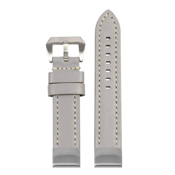 st23 Up Grey & White StrapsCo Heavy Duty Mens Leather Watch Band Strap
