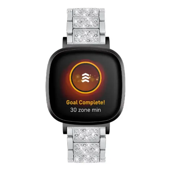 fb.m163.ss Main Silver StrapsCo Evening Bracelet Watch Band Strap for Fitbit Versa 4 and Sense 2