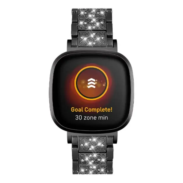 fb.m163.mb Main Black StrapsCo Evening Bracelet Watch Band Strap for Fitbit Versa 4 and Sense 2